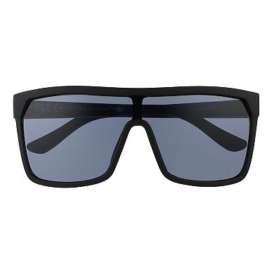 Men's Cali Blue Plastic Shield Rectangle Sunglasses