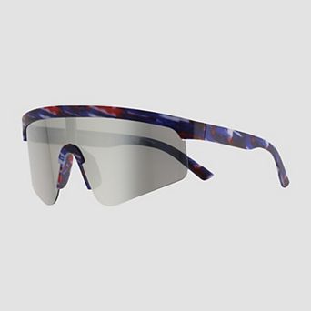 Men's Cali Blue Plastic Shield Rectangle Sunglasses