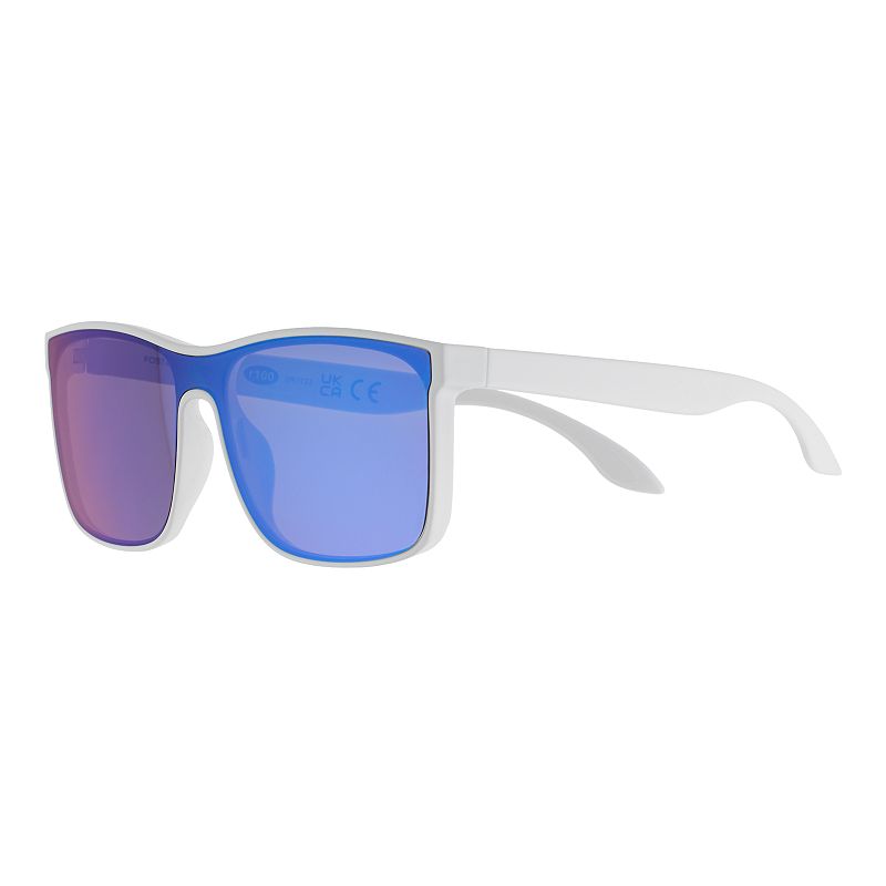 Men's Cali Blue Plastic Square Sunglasses, Shiny White