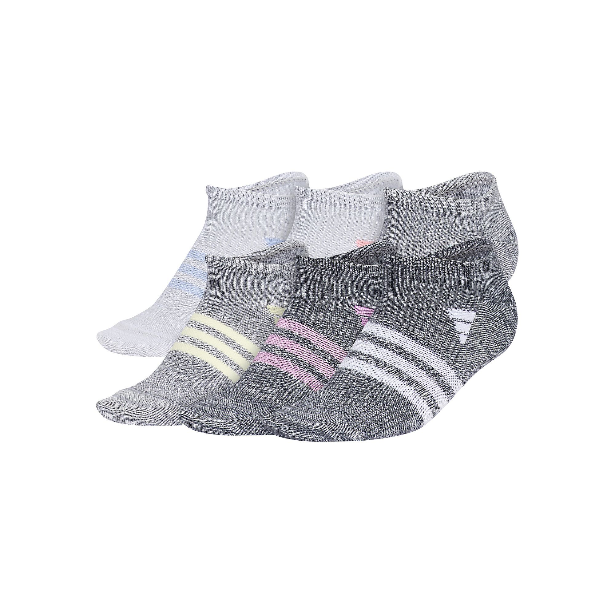 Girls adidas 6-Pack Superlite 3.0 No Show Socks, Girls, Size: Large, Blue 