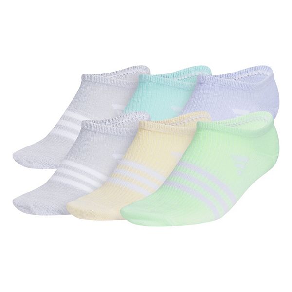 Girls adidas 6-Pack Superlite 3.0 No Show Socks - Violet Aqua Gray (MEDIUM)