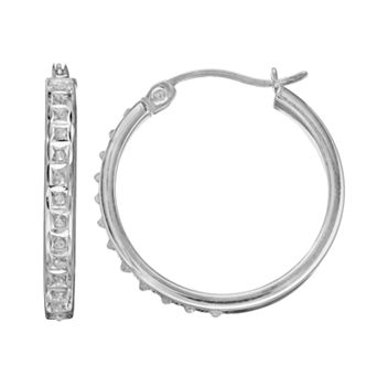 Diamond Mystique Sterling Silver Diamond Accent Hoop Earrings