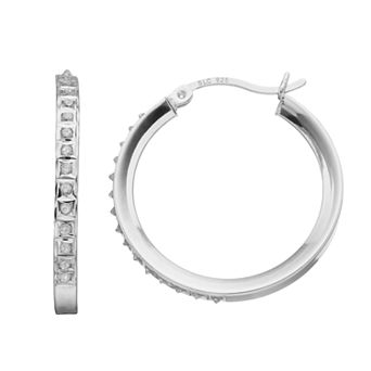 Diamond Mystique 18k Gold Over Sterling Silver Diamond Accent Concave Round Hoop Earrings