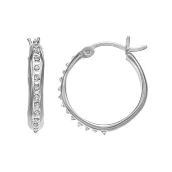 Diamond Mystique Sterling Silver Diamond Accent Round Shape Hoop Earrings