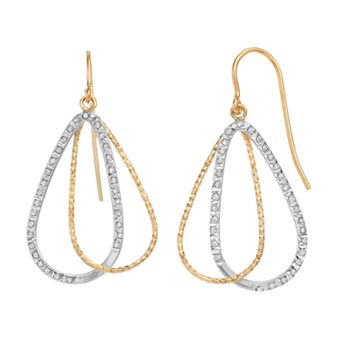 Diamond Mystique 18k Gold Over Sterling Silver Diamond Accent Pear-Shaped Hoop Earrings