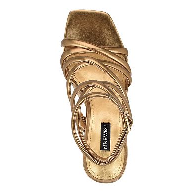 Nine West Corke Women's Strappy Square Toe Wedge Sandals