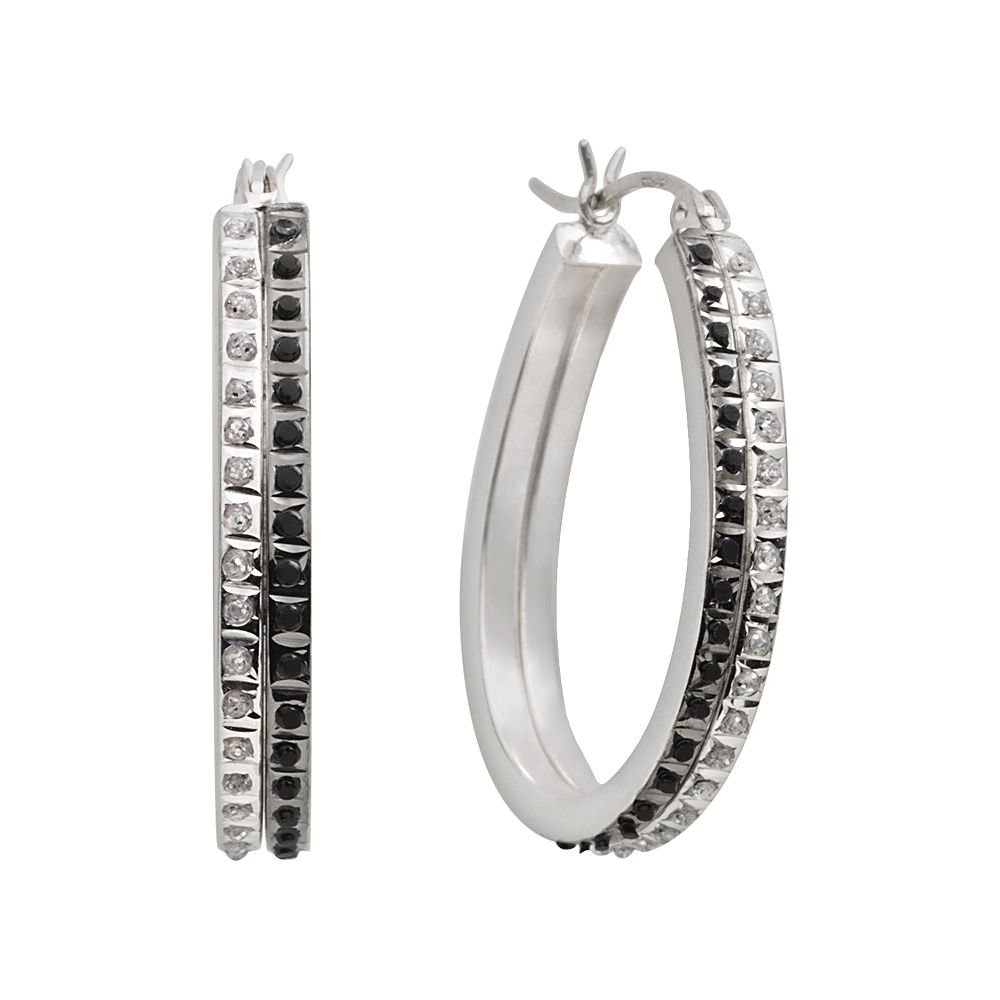 DOUBLE C PEARL SILVER DIAMOND EARRINGS