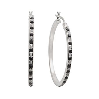 Diamond Mystique Sterling Silver Diamond Accent Round Hoop Earrings