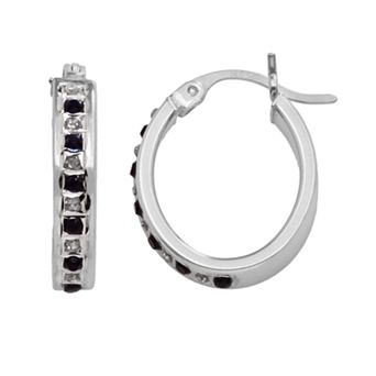 Diamond Mystique Sterling Silver Diamond Accent Oval Hoop Earrings