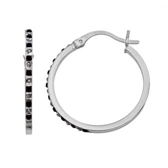 Diamond Mystique Sterling Silver Diamond Accent & Sapphire Round Hoop Earrings