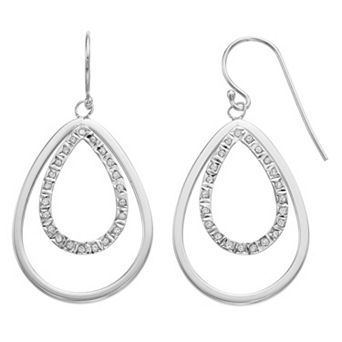 Diamond Mystique Sterling Silver Diamond Accent Double Teardrop Earrings