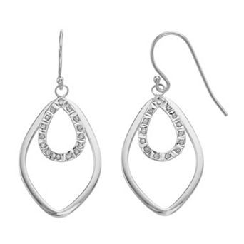 Diamond Mystique Sterling Silver Diamond Accent Marque-Shaped Teardrop Earrings