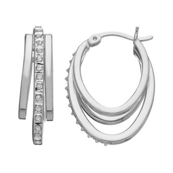Diamond Mystique Sterling Silver Diamond Accent Multi Oval Hoop Earrings