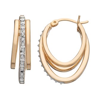 Diamond Mystique 18k Gold Over Sterling Silver Diamond Accent Multi Oval Hoop Earrings