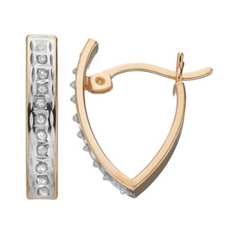 Diamond Mystique 18k Gold Over Sterling Silver Diamond Accent V Hoop Earrings