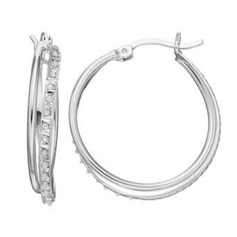 Diamond Mystique Sterling Silver Diamond Accent Double Round Hoop Earrings