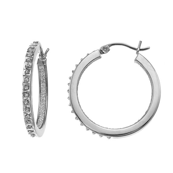 Diamond Mystique Sterling Silver Diamond Accent Round Hoop Earrings