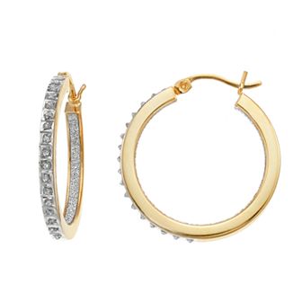 Diamond Mystique 18k Gold Over Sterling Silver Diamond Accent Round Hoop Earrings
