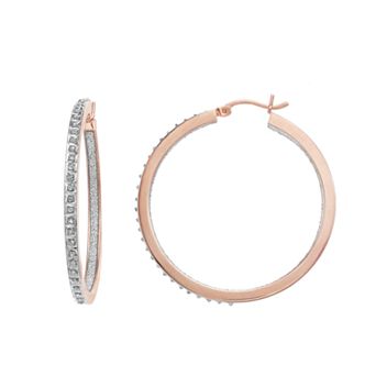 Diamond Mystique 18k Rose Gold Over Sterling Silver Diamond Accent Inside-Out Round Hoop Earrings