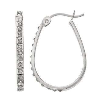 Diamond Mystique Sterling Silver Diamond Accent Pear-Shaped Hoop Earrings
