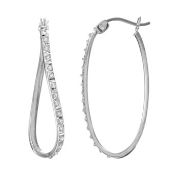 Diamond Mystique Platinum Over Silver Diamond Accent Figure 8 Hoop Earrings