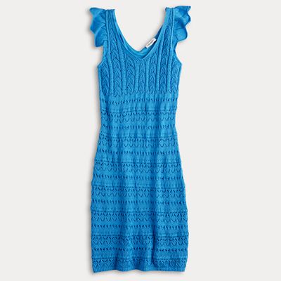 white christmas dresses Clearwater Crochet Short Sleeve Maxi Dress White main image 1