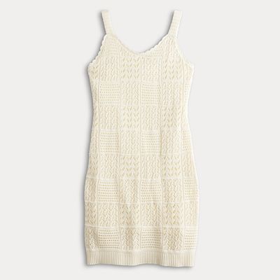 Juniors' Freshman Sleeveless Crochet Mini Dress