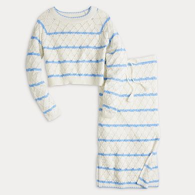Juniors' Freshman 2-Piece Striped Sweater & Maxi Skirt Set