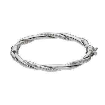 Platinum Over Silver Twist Bangle Bracelet