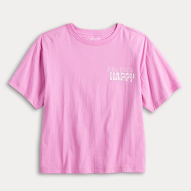 Juniors' "Find Your Happy" Cropped Graphic Tee