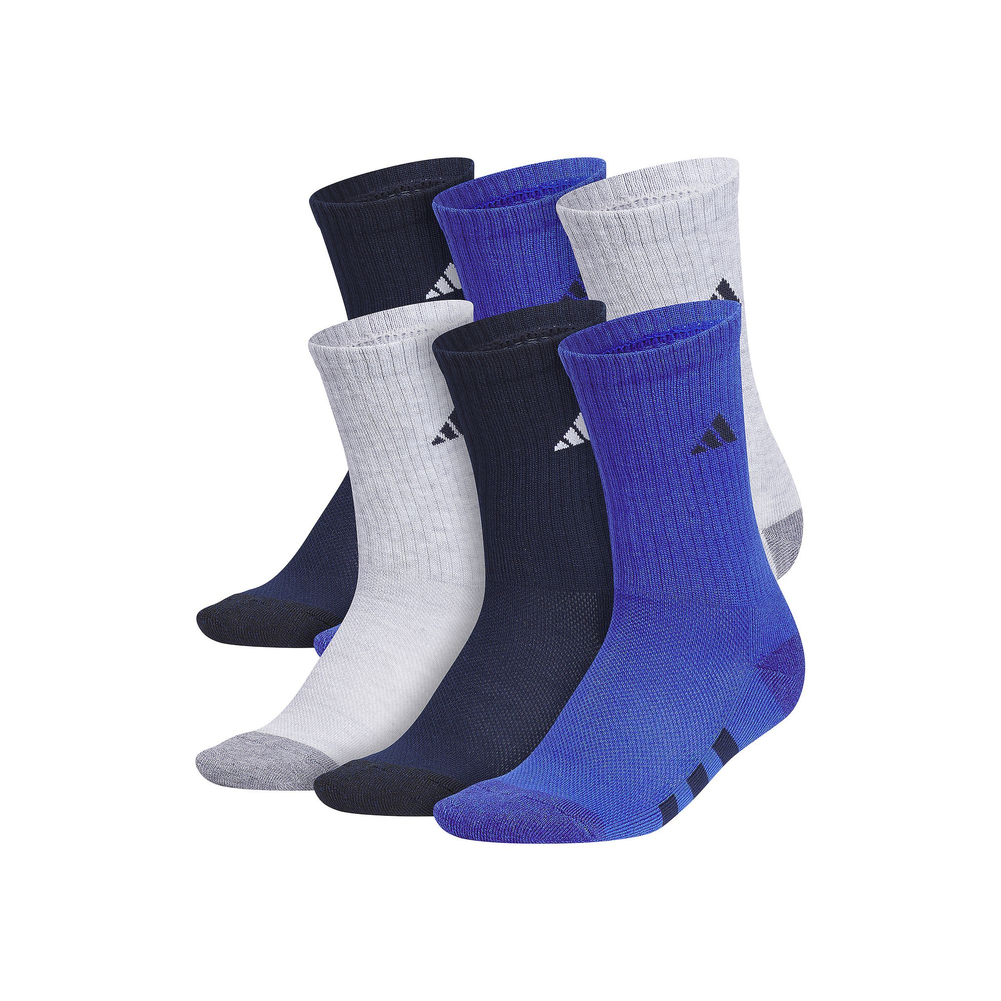 Boys adidas 6-pk. Crew Socks, Boys, Size: 8-9.5, Grey Blue