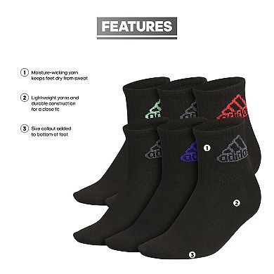 Boys adidas 6-Pack Superlite Classic Quarter Socks