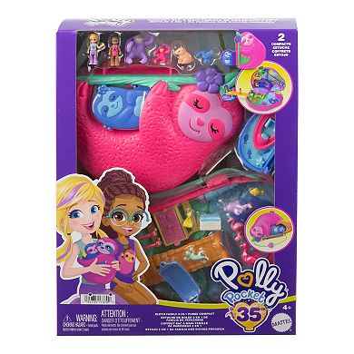 Polly Pocket Sloth Family 2-in-1 Purse Compact Doll And Playset Toy