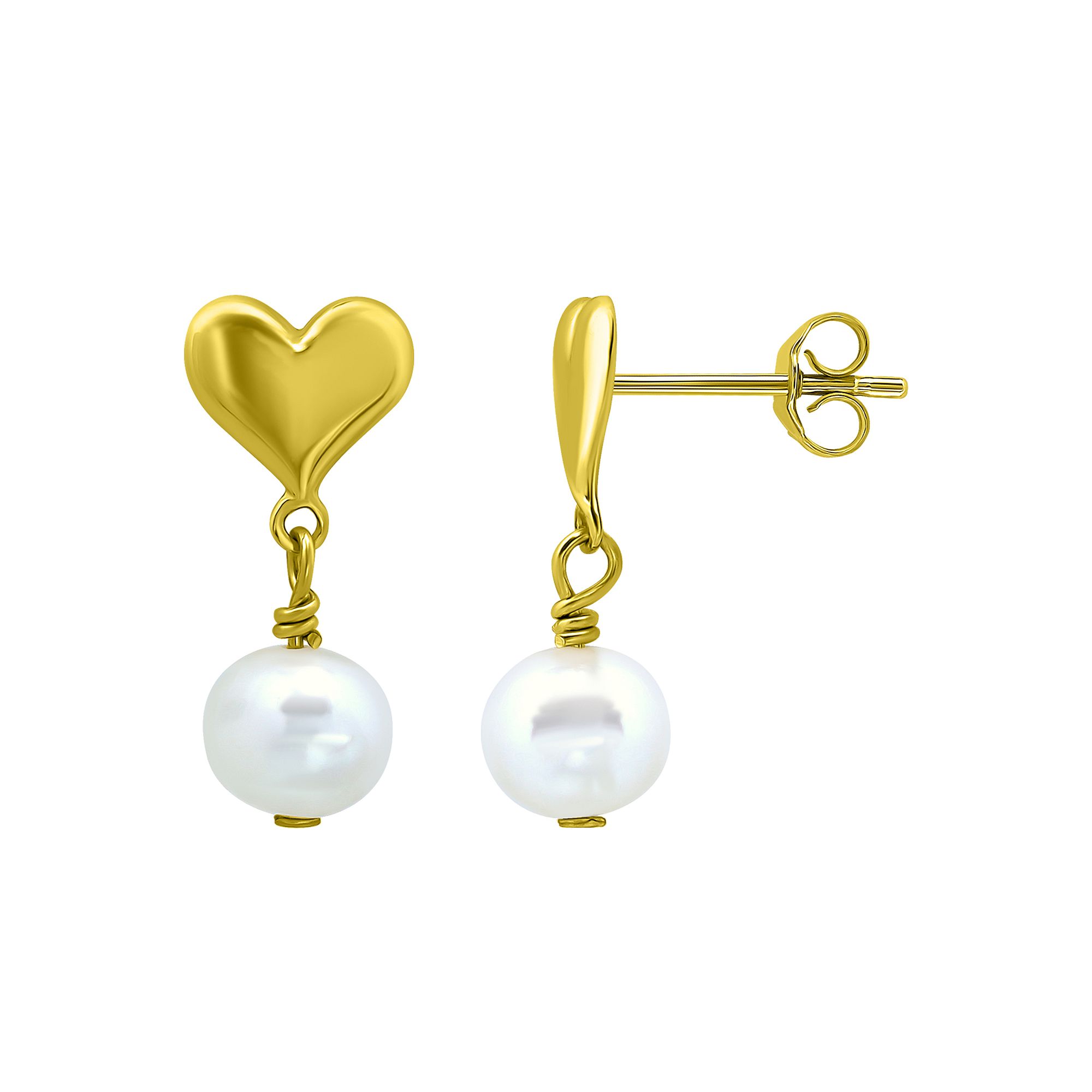 Aleure Precioso Sterling Silver Freshwater Cultured Pearl Drop Polished Hea