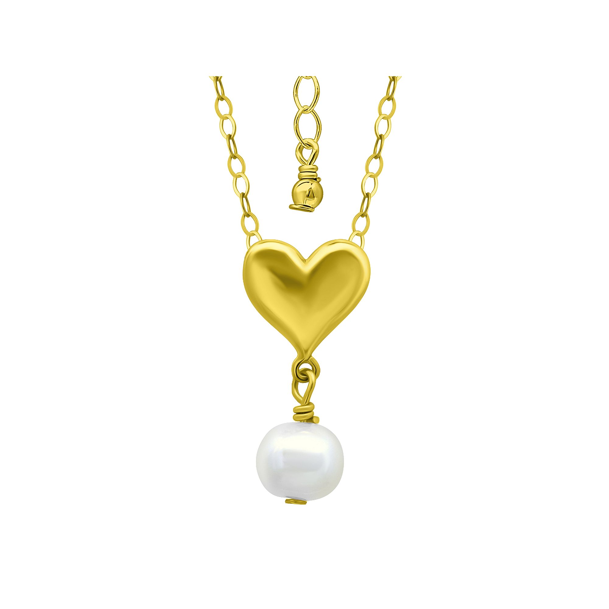 Aleure Precioso 18k Gold Over Silver 7 mm Round Freshwater Pearl Drop on Po