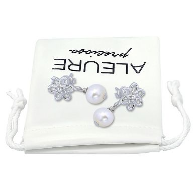 Aleure Precioso Sterling Silver Freshwater Cultured Pearl Drop Celestial Post Earrings