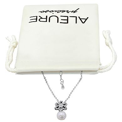Aleure Precioso Sterling Silver Freshwater Cultured Pearl Drop Celestial Pendant Necklace