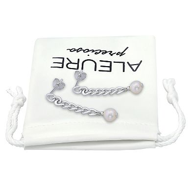 Aleure Precioso Sterling Silver Freshwater Cultured Pearl Linear Drop Earrings