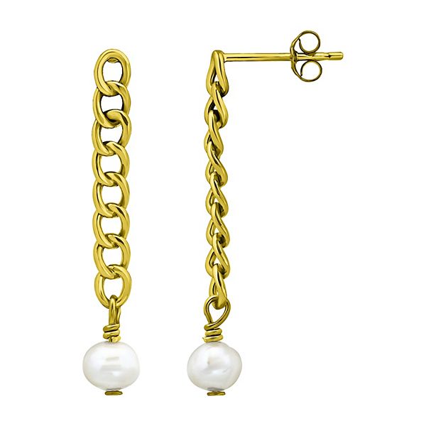 Aleure Precioso Sterling Silver Freshwater Cultured Pearl Linear Drop Earrings 2178