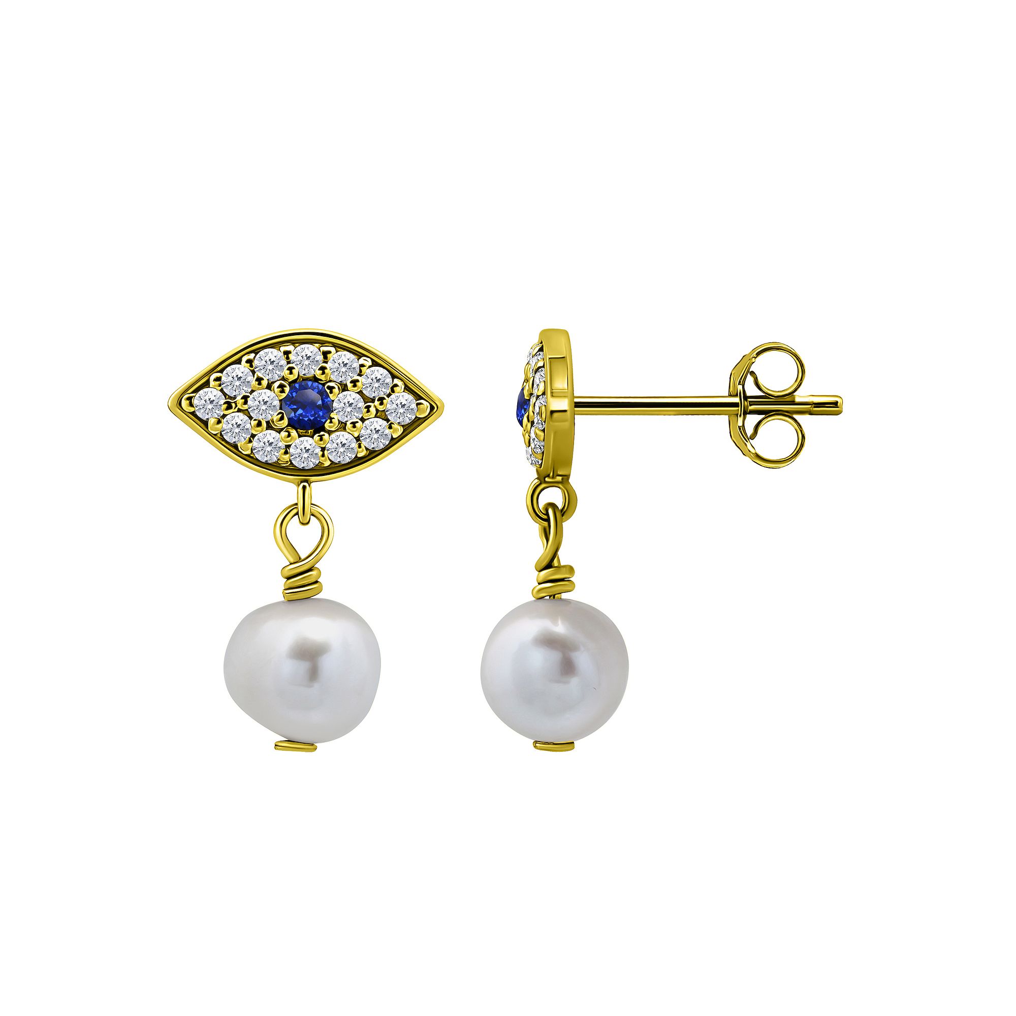 Aleure Precioso Sterling Silver Freshwater Cultured Pearl Drop & Cubic Zirc