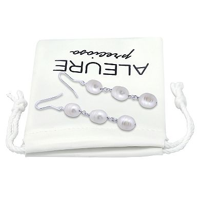 Aleure Precioso Sterling Silver Triple Freshwater Cultured Pearl Linear Drop Earrings