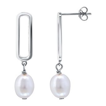 Aleure Precioso Sterling Silver Freshwater Cultured Pearl Drop Earrings