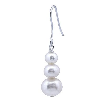 Aleure Precioso Sterling Silver Freshwater Cultured Pearl Drop Earrings