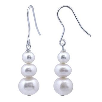 Aleure Precioso Sterling Silver Freshwater Cultured Pearl Drop Earrings