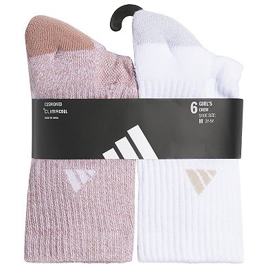 Girl's adidas 6-Pack Athletic Cushioned Crew Socks