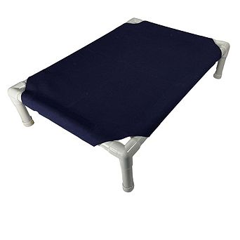 Truman + Teddy (Indigo) Easy-to-clean Handcrafted Elevated, Cot-Style Dog Bed