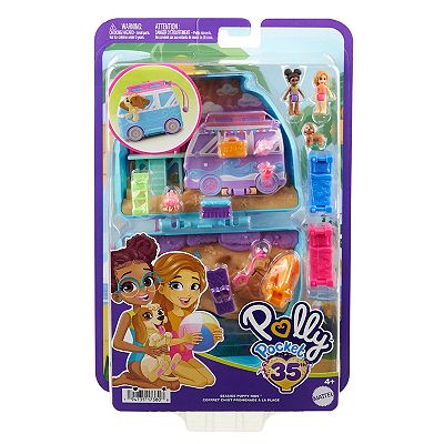 Polly Pocket Seaside Puppy Ride Compact Dolls And Playset Toy