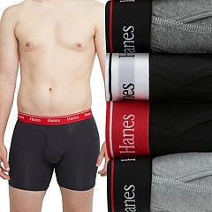 Hanes Originals Men's Boxer Brief Underwear, Moisture-Wicking,  White/Black/Grey, 3-Pack