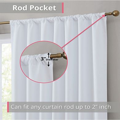 THD Grant 100% Blackout Rod Pocket Window Curtain Panels Energy Efficient Total Privacy Bedroom Living Room - Set of 2