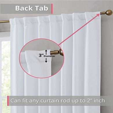 THD Grant 100% Blackout Rod Pocket Window Curtain Panels Energy Efficient Total Privacy Bedroom Living Room - Set of 2